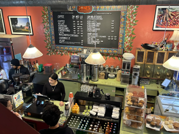 View inside Jones Coffee's South Pasadena from the staircase